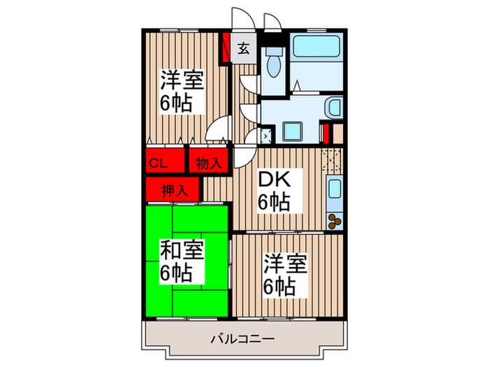 サンドラアーレ大宮(3DK/1階)の間取り写真