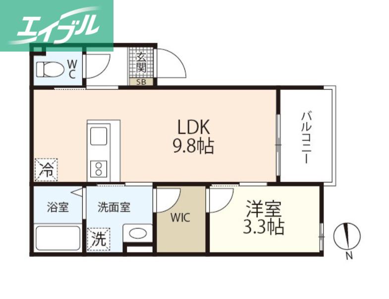 REGALE NANOKAICHI(1LDK/2階)の間取り写真