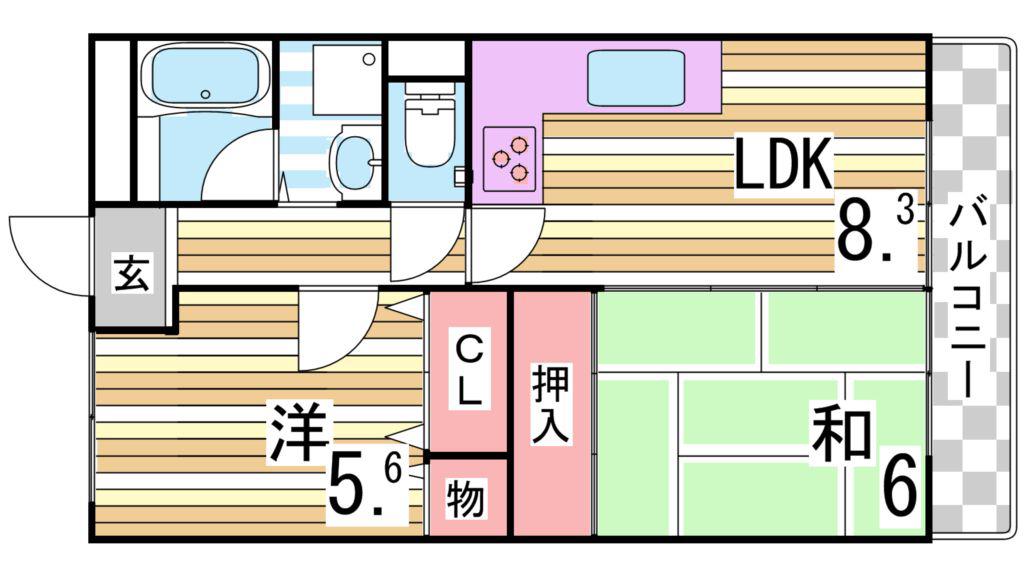 フォレスト星陵台(2DK/2階)の間取り写真