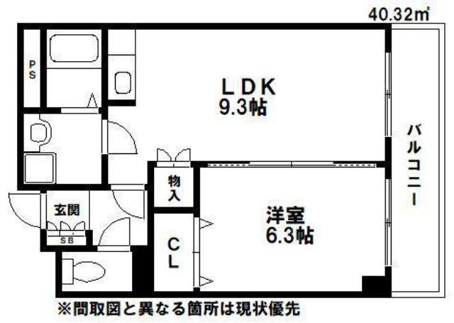 センタービレッジ本町(1LDK/5階)の間取り写真