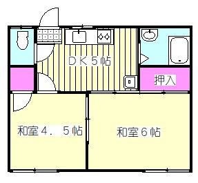 コスモコーポA棟(2K/2階)の間取り写真