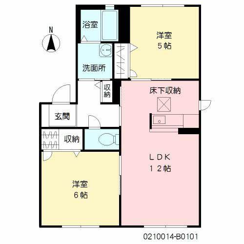 メゾン蓮ロータスB棟(2LDK/1階)の間取り写真