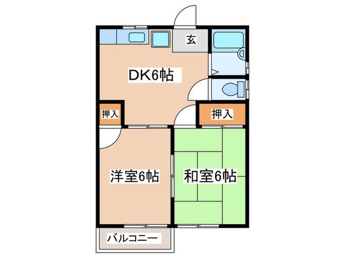 パレス光陽(2DK/2階)の間取り写真