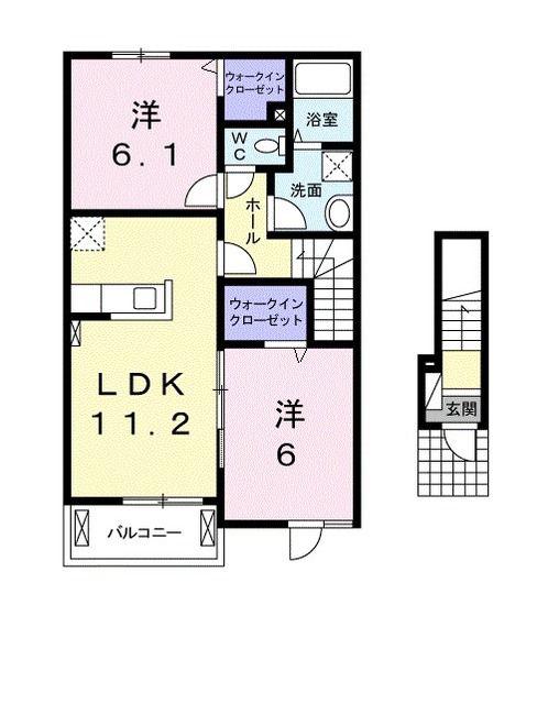 ブルゴーニュB(2LDK/2階)の間取り写真