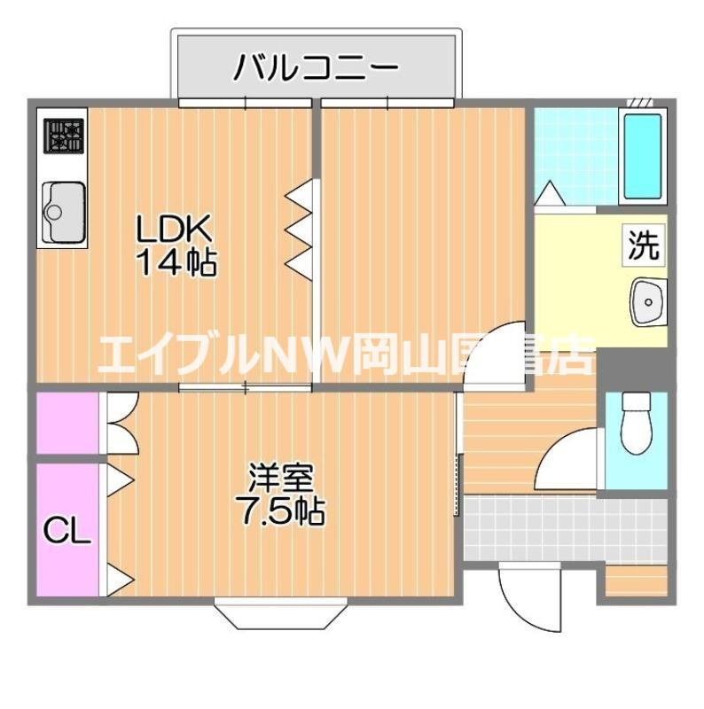 メゾン桜Ⅱ(1LDK/2階)の間取り写真