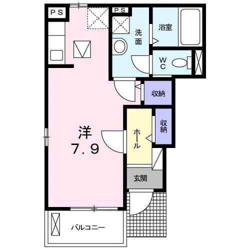 エーデル綾園(ワンルーム/1階)の間取り写真