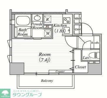 BLANCCIEL三田(ワンルーム/6階)の間取り写真