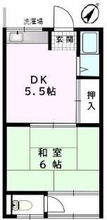 双葉荘(1DK/1階)の間取り写真