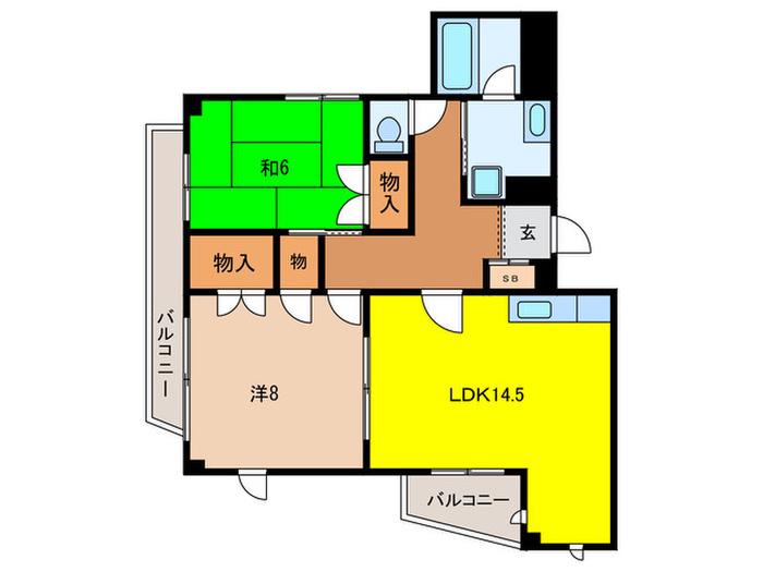 ミナミマチマンション(2LDK/3階)の間取り写真