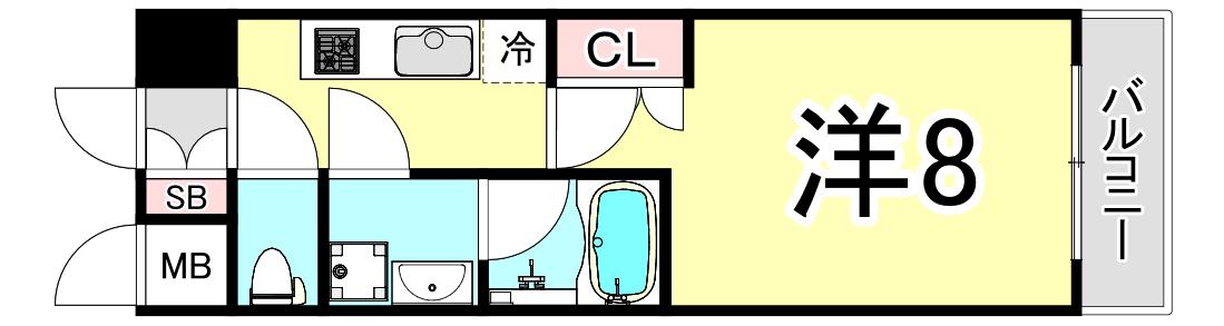 ブランシエスタ西宮(1K/5階)の間取り写真
