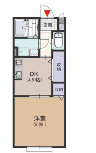 リバーサイド・ルーチェ A棟(1DK/2階)の間取り写真