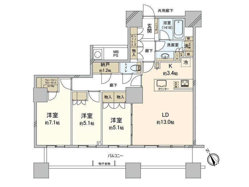 ザ・パークハウス西新宿タワー60(3LDK/11階)の間取り写真