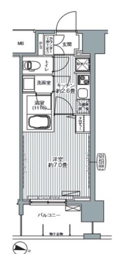 センテニアル王子神谷(1K/2階)の間取り写真