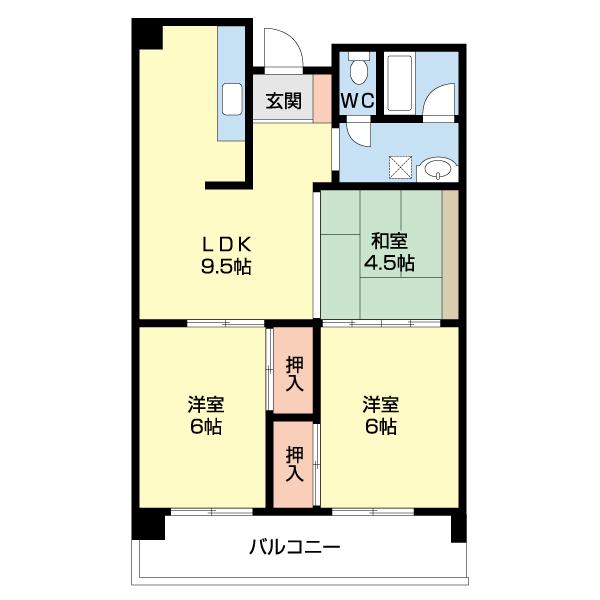 近畿オリーブマンション(3LDK/3階)の間取り写真