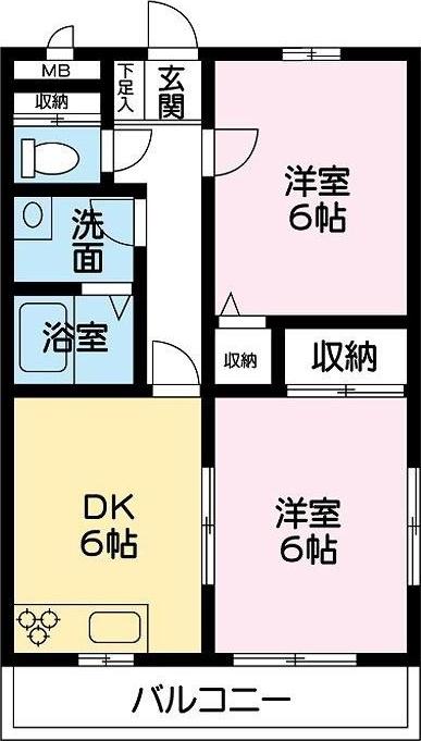 都ヴィレッヂ新涯(2DK/2階)の間取り写真