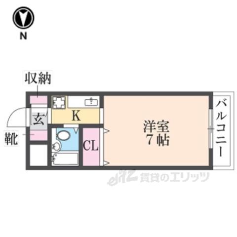 プチハイツ奈良(ワンルーム/2階)の間取り写真