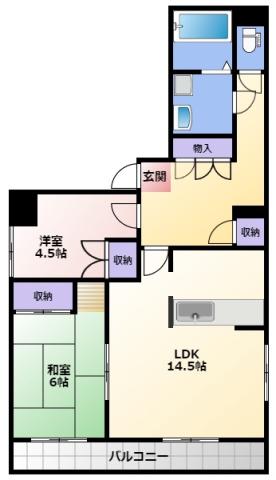 稲元ビル東伊場(2LDK/8階)の間取り写真