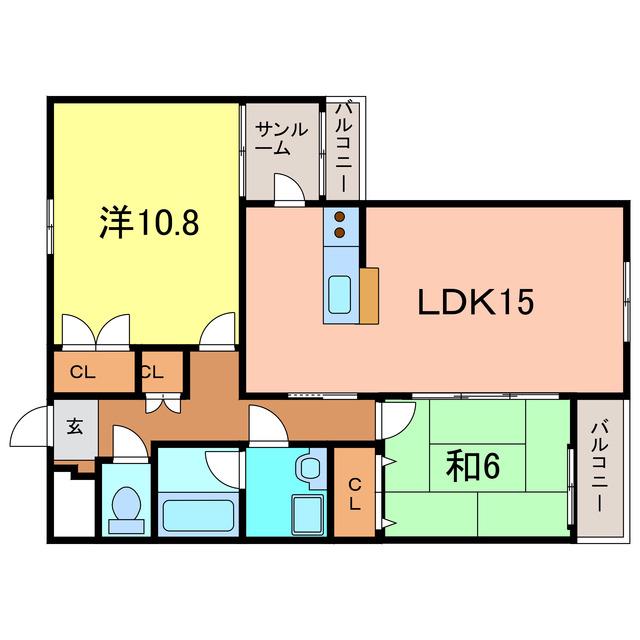 AP-V(2LDK/2階)の間取り写真