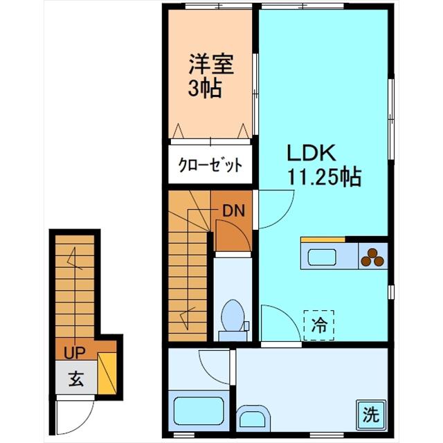 GRACE KEI(1LDK/2階)の間取り写真