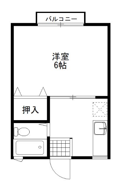 サンシティーB(1K/2階)の間取り写真