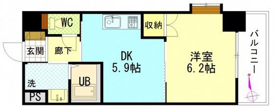 グローリ(1DK/4階)の間取り写真