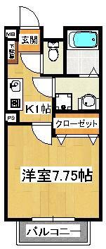 I S VILLA(1K/2階)の間取り写真