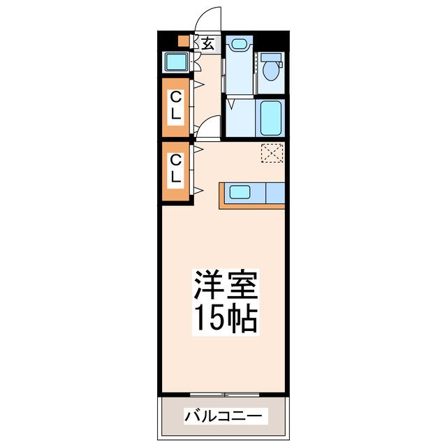 エヴァーグリン水前寺西参番館(ワンルーム/2階)の間取り写真