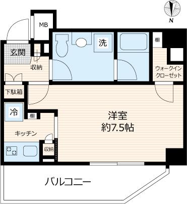 LOG赤塚(1K/7階)の間取り写真