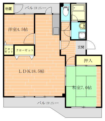グリンピアパーツ近見(2LDK/2階)の間取り写真