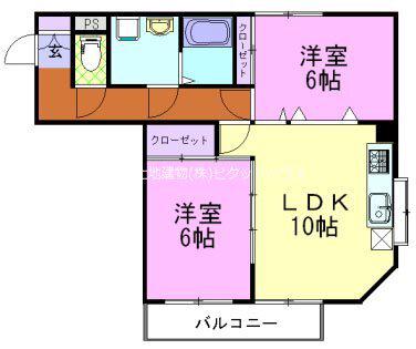 コーポラシオン(2LDK/3階)の間取り写真
