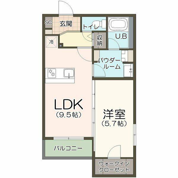 アルカンシエル泉(1LDK/5階)の間取り写真