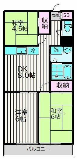 コーポエガワ(3DK/3階)の間取り写真