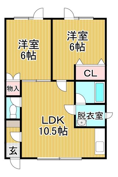 コーポR&K(2LDK/2階)の間取り写真