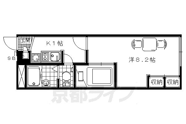 レオパレス PEACEFUL(1K/2階)の間取り写真