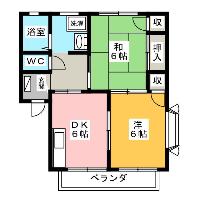 サンピュアみずほA(2DK/1階)の間取り写真