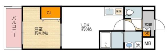 JINO花園町(1LDK/5階)の間取り写真