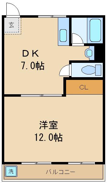 横山マンション(1DK/3階)の間取り写真
