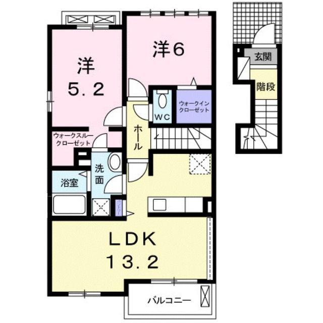 ベラ・ルーチェB(2LDK/2階)の間取り写真
