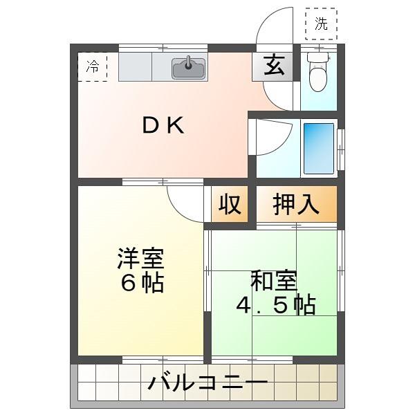 佐々木荘(2DK/2階)の間取り写真