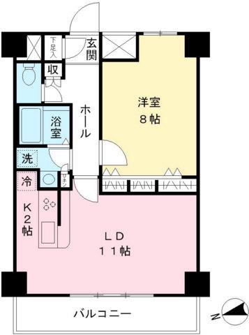 ACOLT府中緑町(1LDK/9階)の間取り写真
