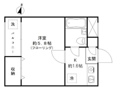 ヒルハウス(1K/2階)の間取り写真