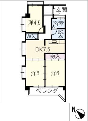 古久マンション(3DK/3階)の間取り写真