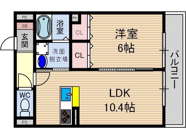 アルカディア舟木町(1LDK/3階)の間取り写真