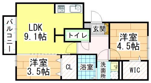 プレジャーライフYUZU(2LDK/3階)の間取り写真