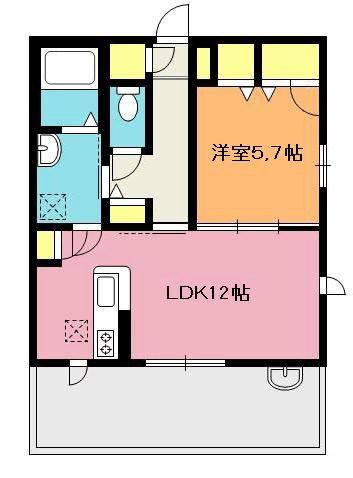 ヴェルジェB棟(1LDK/1階)の間取り写真