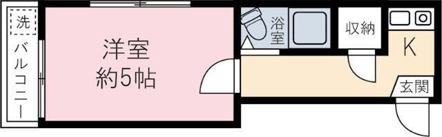 ホワイトヒルズー岩戸北3丁目-(1K/1階)の間取り写真
