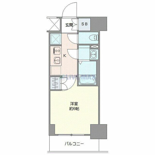 ジェノヴィア阪東橋IIスカイガーデン(1K/6階)の間取り写真