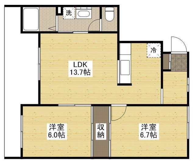 ベルリード(2LDK/1階)の間取り写真