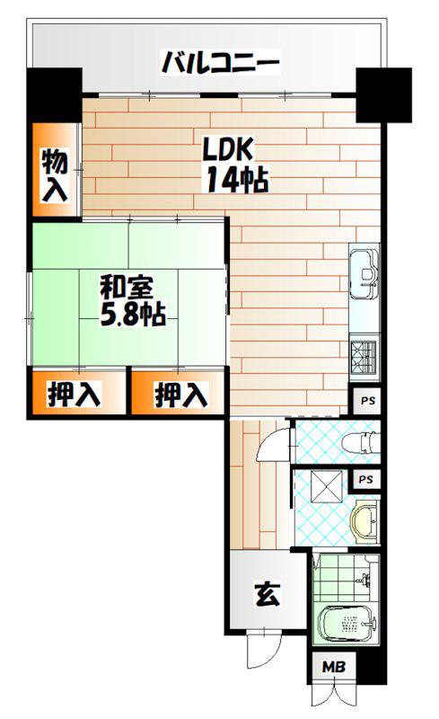 ルワージュ八幡駅前I(1LDK/10階)の間取り写真