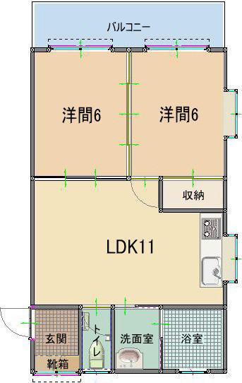 メープル(2LDK/5階)の間取り写真